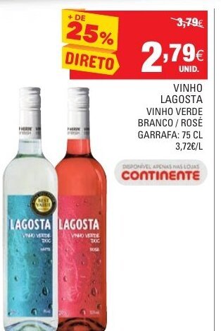 Continente Vinho Lagosta 75cl promoção