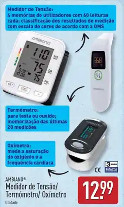 ALDI AMBIANO Medidor de Tensão/ Termómetro/ Oxímetro promoção
