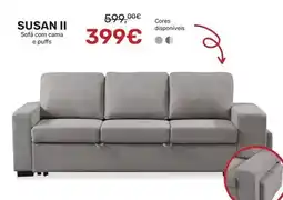 Homy Casa Suisan ii sofá 3 lugares com cama e puffs promoção