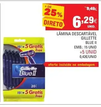 Continente Lâmina Descartável Gillette Blue II 15 Unid +5 Unid promoção