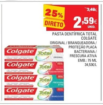 Continente Pasta Dentífrica Total Colgate 75ml promoção