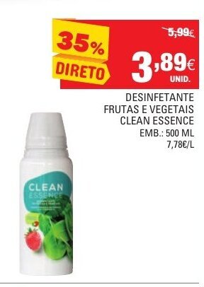 Continente Desinfectante Frutas e Vegetais Clean Essence 500ml promoção