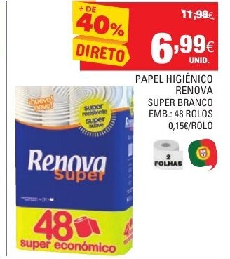 Continente Papel Higiénico Renova Super Branco 48 Rolos promoção