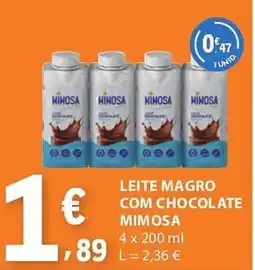 E.Leclerc Leite magro com chocolate mimosa promoção