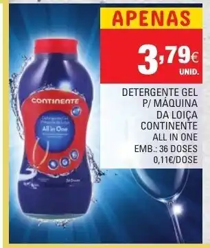 Continente Detergente Gel P/ Máquina da Loiça Continente 36 Doses promoção