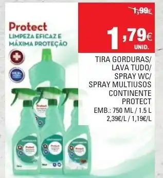 Tira Gorduras/Lava Tubo/ Spray WC/Spray Multiusos Continente 750ml