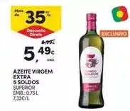 Continente Azeite virgem extra 5 soldos promoção