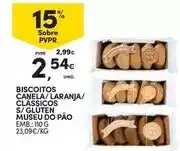 Continente Museu do pão - biscoitos canela/laranja/classicos s/ gluten promoção
