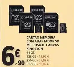 E.Leclerc Kingston - cartao memoria com adaptador sd microsdxc canvas promoção