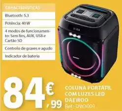 E.Leclerc com - coluna portátil com luzes led daewoo promoção