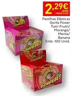 Recheio Gorila - pastilhas elásticas goria power tutti-frutti/ morango/ menta/ banana promoção