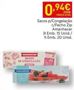Recheio Amanhecer - sacos p/congelação c/fecho zip promoção
