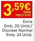 Recheio Extra emb. 20 unid./ discreet normal emb. 24 unid promoção