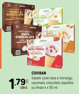 Coviran COVIRAN Gelado cone nata e morango, caramelo, chocolate, baunilha ou limão promoção
