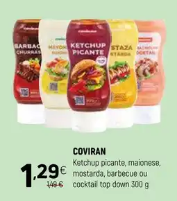 Coviran COVIRAN Ketchup picante, maionese, mostarda, barbecue ou cocktail top down promoção