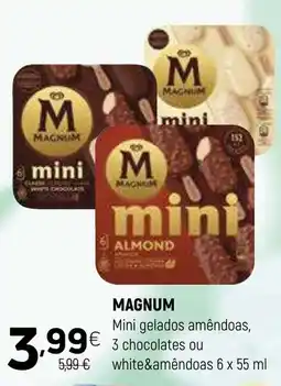 Coviran MAGNUM Mini gelados amêndoas, 3 chocolates ou white & amendoas promoção