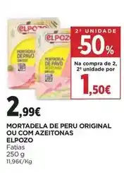 El Corte Inglés Elpozo - mortadela de peru original ou com azeitonas promoção