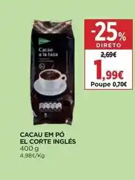 El Corte Inglés El corte inglés - cacau em pó promoção