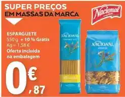 E.Leclerc Nacional - esparguete +10% gratis promoção
