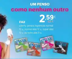 Coviran EVAX Liberty pensos higiénicos normal 12 u., normal alas 12 u., super alas 10 u. ou noite alas 9 u. promoção