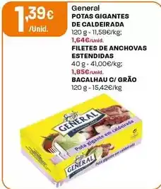 Intermarché General - potas gigantes de caldeirada/filetes de anchovas estendidas/bacalhau c/grao promoção