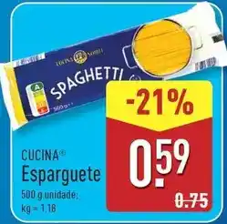 ALDI A+ - esparguete promoção