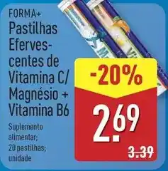 ALDI Forma+ - pastilhas eferves-centes de vitamina c/mágénoio + vitamina b6 promoção
