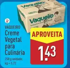 ALDI Vaqueiro - creme vegetal para culinaria promoção