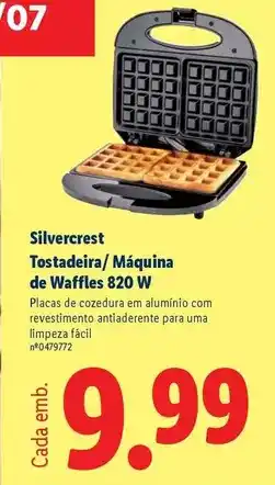 Lidl Silvercrest - tostadeira/ maquina de waffles 820 w promoção