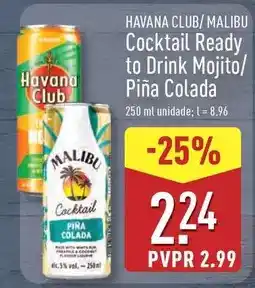 ALDI Havana club - cocktail ready to drink mojito/ pina colada promoção