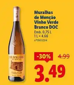 Lidl Muralhas de monção - vinho verde branco doc promoção