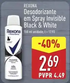 ALDI Rexona - desodorizante em spray invisible black & white promoção