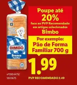 Lidl Bimbo - por exempio pão de forma familiar promoção
