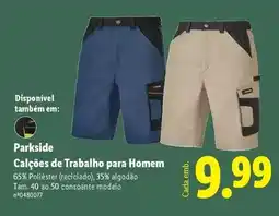 Lidl Parkside - calçoes de trabalho para homem promoção