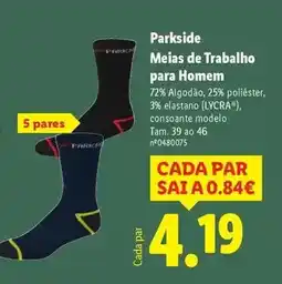 Lidl A+ - parkside meias de trabalho para homem promoção