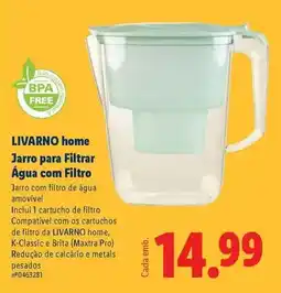 Lidl A+ - jarro para filtrar água com filtro promoção
