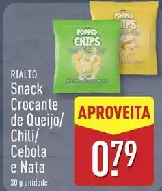 ALDI Rialto - snack crocante de queijo/ chili/ cebola e nata promoção