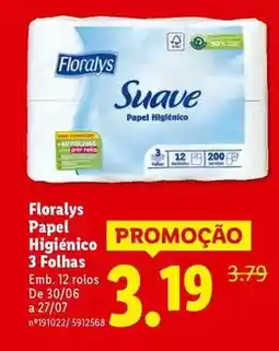 Lidl Floralys - papel higiénico 3 folhas promoção