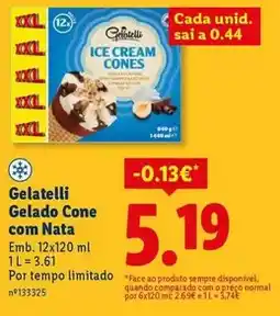 Lidl A+ - gelatelli gelado cone com nata promoção