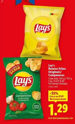 Lidl Lay's - batata fritas originats promoção