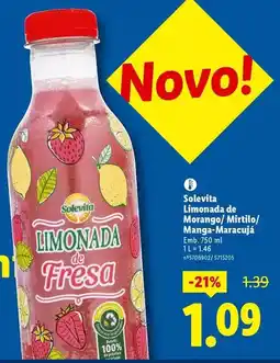 Lidl Solevita - limonada de morango/mirtillo/manga/marcujá promoção