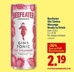 Lidl Beefeater - gin tonico morango ready to drink promoção