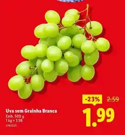 Lidl Uva sem grainha branca promoção