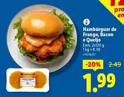 Lidl Hamburguer de frango, bacon e queijo promoção