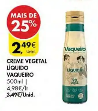 Pingo Doce Creme vegetal líquido vaqueiro promoção