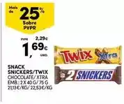 Continente Snickers - snack snickers/twix promoção