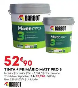Bricomarché Tinta + primário matt pro 3 promoção