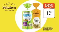 Aqui é fresco Bolachas Salutem Finíssimas de Arroz / Milho gama promoção