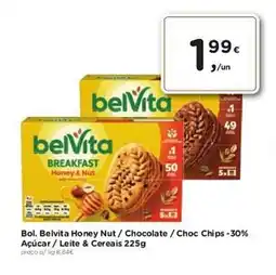 Aqui é fresco Bol. Belvita Honey Nut / Chocolate / Choc Chips -30% Açúcar / Leite & Cereais promoção