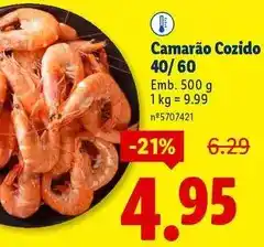 Lidl Camarão cozido 40/60 promoção